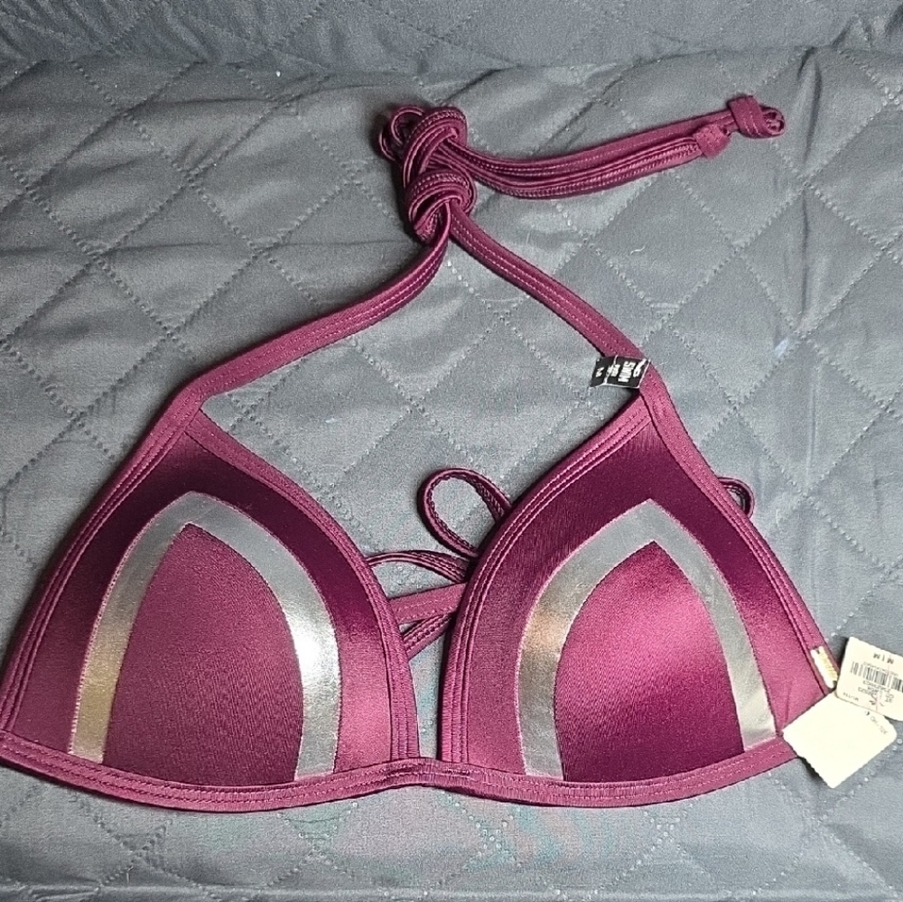 #102 PINK VS Halter Bikini Top in Purple and Silver